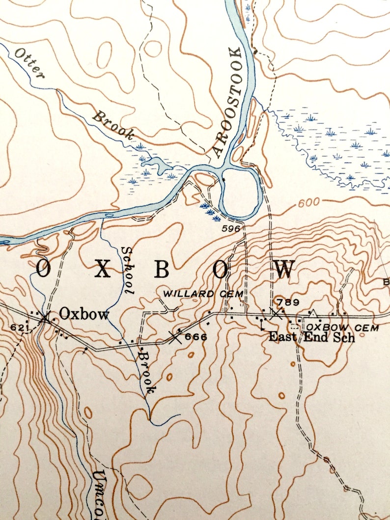 Antique Oxbow Maine 1942 US Geological Survey Topographic Map Etsy