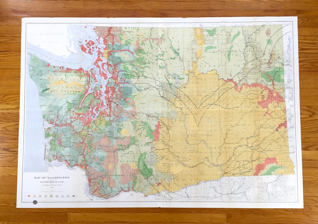 Seattle Geologic Map Antique Washington State 1898 US Geological Survey Topographic Map ...