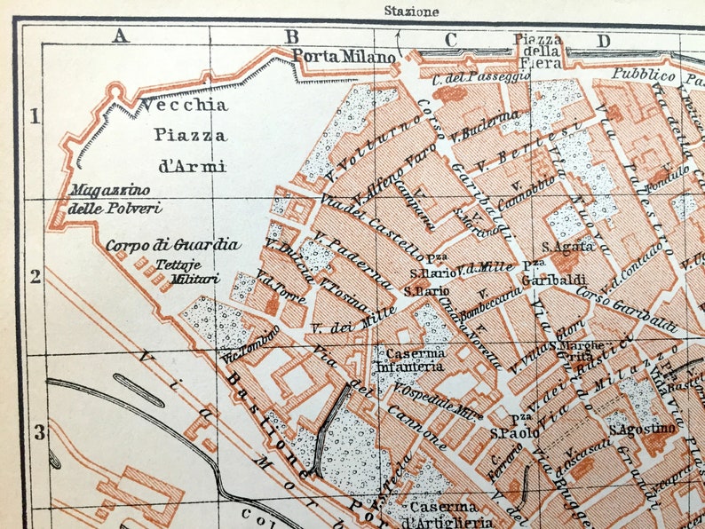 Antique 1904 Cremona Italy Map From Baedekers Guide Etsy