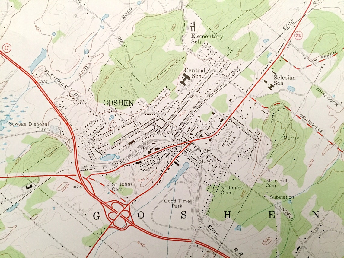 Antique Goshen New York 1957 US Geological Survey Topographic Etsy