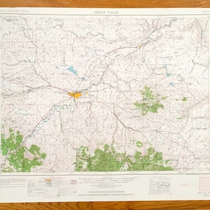 Antike Great Falls, Montana 1954 US Geologische Dienst Topographische Karte - Black Eagle, Fort Benton, Fairfield, Stanford, Missouri River, MT