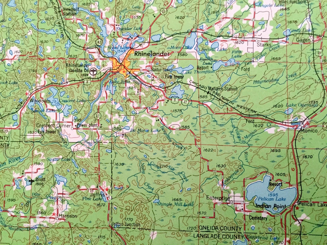 Antique Iron Mountain Michigan 1954 US Geological Survey  Etsy