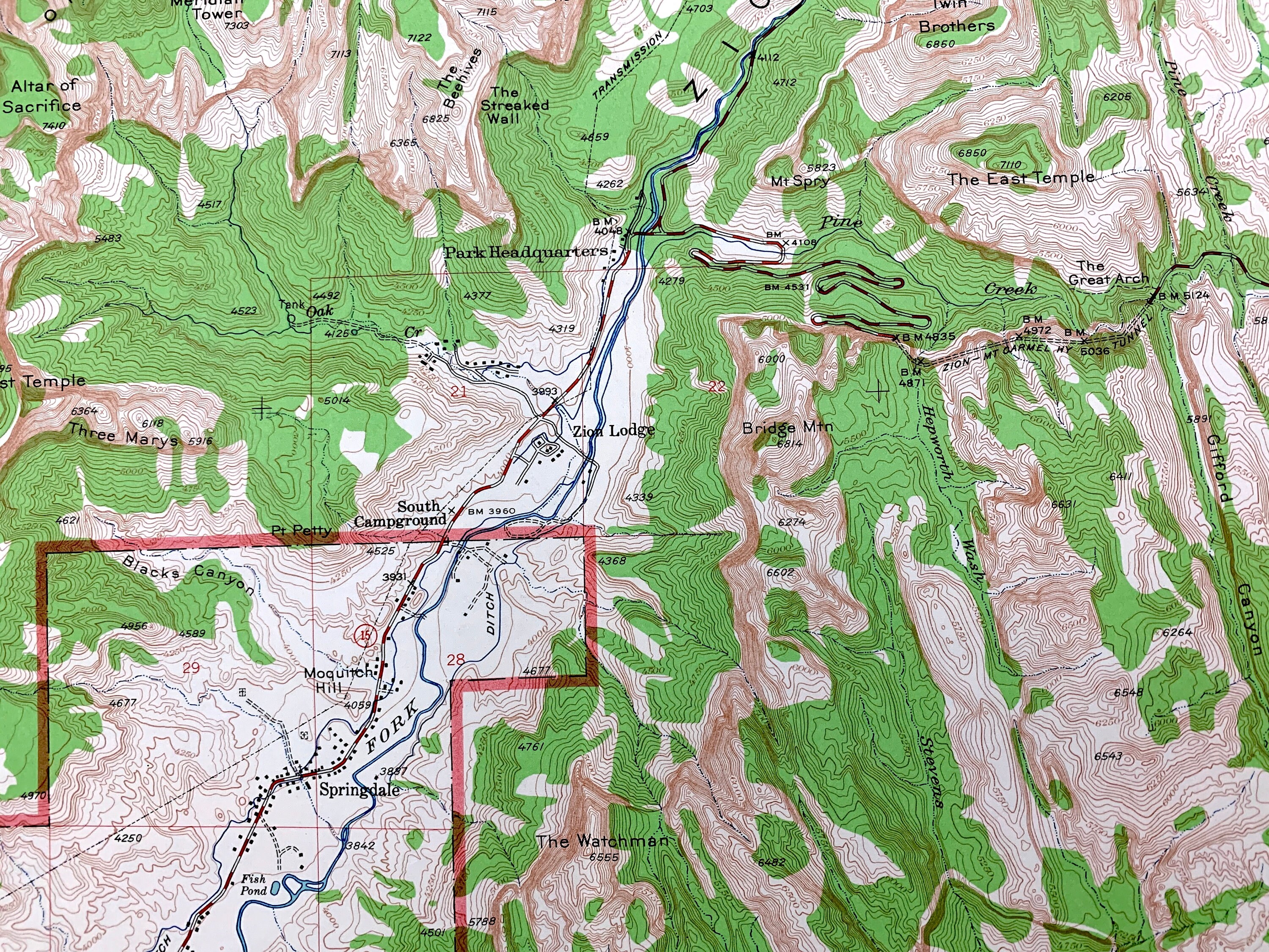Antique Zion National Park, Utah 1957 US Geological Survey Topographic ...