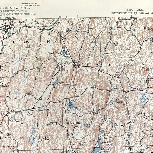 Antique Kingston, New York 1939 US Geological Survey Topographic Map – Rhinebeck, Staatsburg, Hyde Park, Port Ewen Ulster shops Dutchess County NY