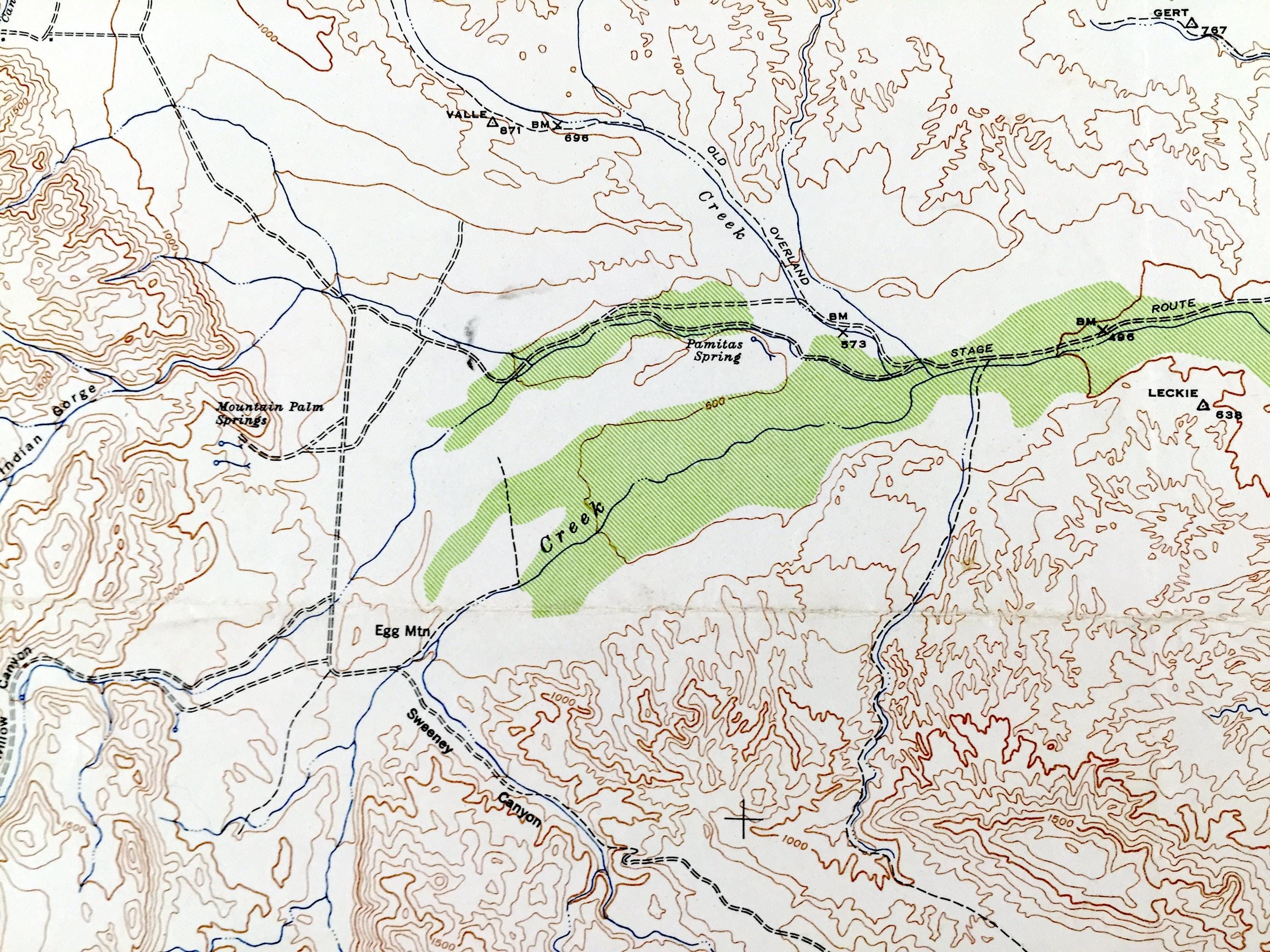 カリフォルニア州カリゾ山のアンティーク1952年米国地質調査所地形図