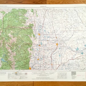 Ancienne carte topographique de Greeley, Colorado 1964 US Geological Survey - Loveland, Longmont, Boulder, Fort Lupton, Eaton, Fort Collins Evans CO