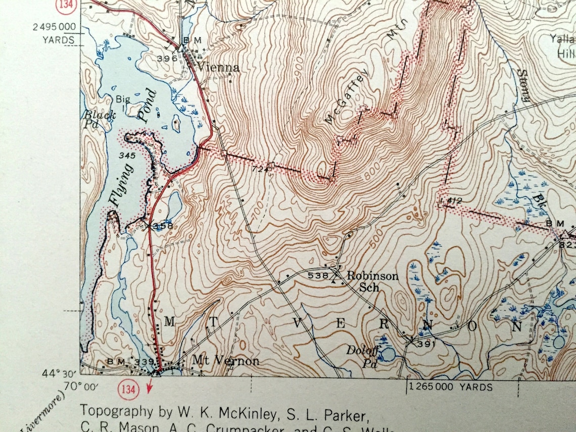Antique Norridgewock Maine 1943 US Geological Survey Etsy España
