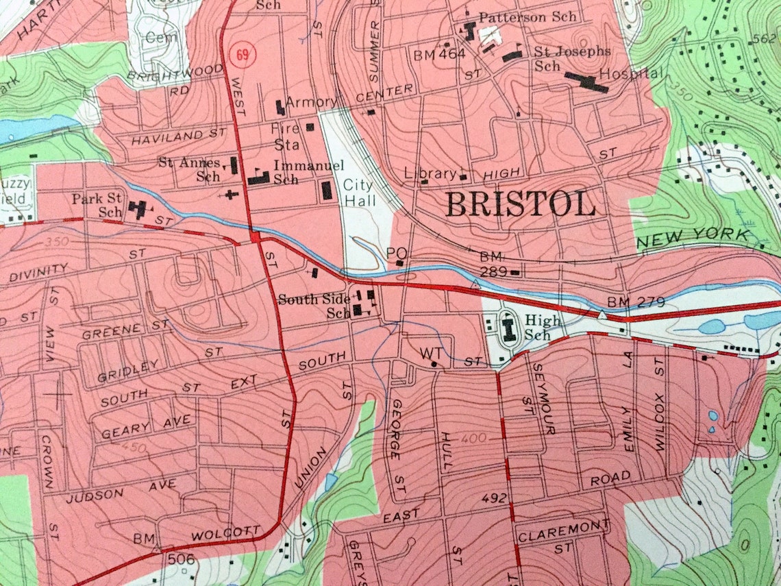 Antique Bristol Connecticut 1966 US Geological Survey Etsy