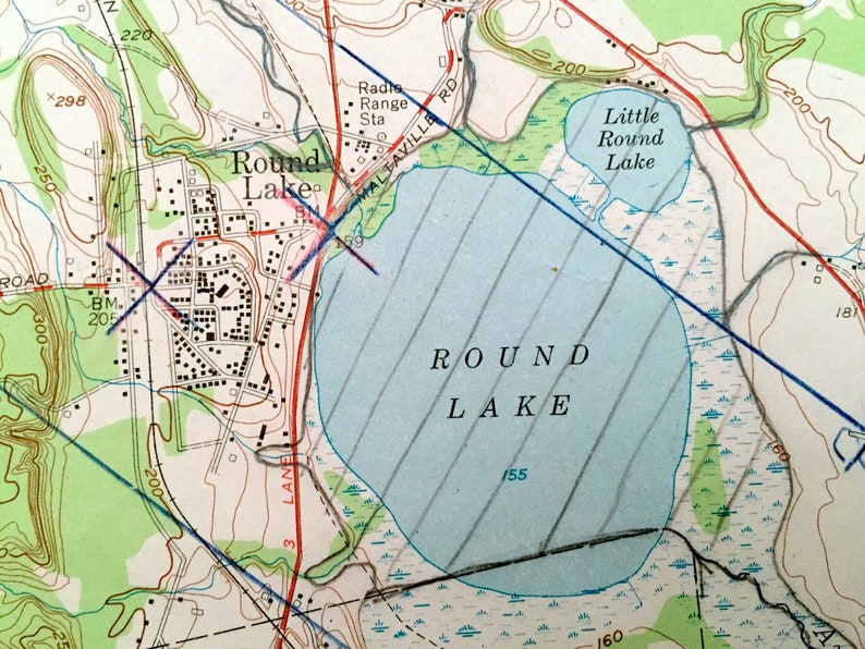 Antique Round Lake New York 1954 US Geological Survey Etsy