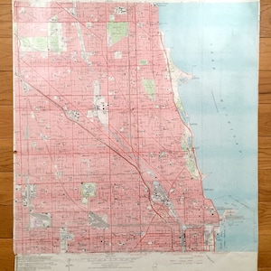 Antique Chicago Loop, Illinois 1963 Mapa Topográfico del Servicio Geológico de los Estados Unidos – Condado de Cook, Lago Michigan, Lincoln Park, Niles, Lincolnwood