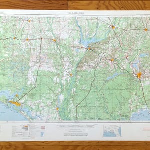 Antike Tallahassee, Florida 1954 US Geologische Untersuchung Topographische Karte – Georgia, Alabama, Quincy, Panama City, Chattahoochee, Marianna, FL