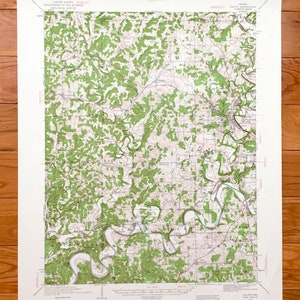 Antieke Oolitic, Indiana 1935 US Geological Survey topografische kaart – Martin, Lawrence, Greene County, White River, Bedford, Owensburg, IN