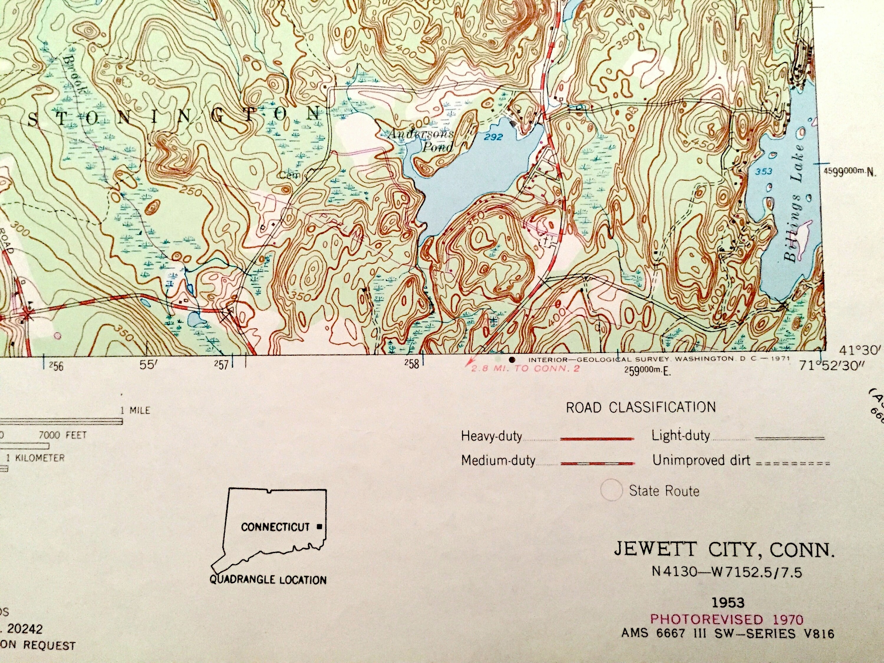 Antique Jewett City Connecticut 1953 US Geological Survey Etsy