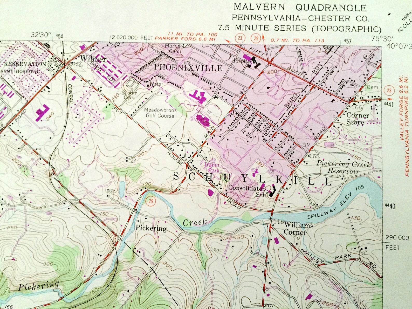 Antique Malvern Pennsylvania 1955 US Geological Survey Etsy
