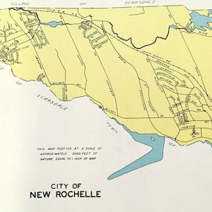 Antique New Rochelle & Troy, New York 1941 Historical Atlas City Street ...