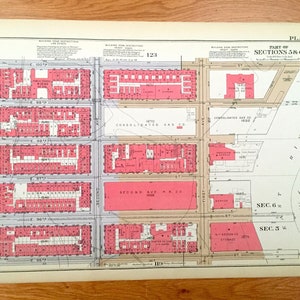 Mappa antica di Manhattan, New York City dal Manhattan Land Book di Bromley del 1934 - Harlem, Yorkville, Upper East Side Central Park Carver NYC NY