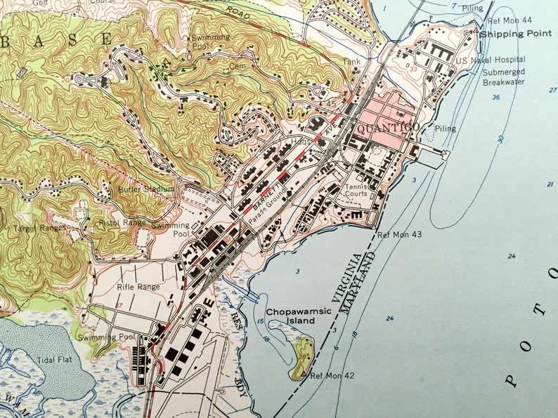 Antique Quantico Virginia & Maryland 1952 US Geological Etsy