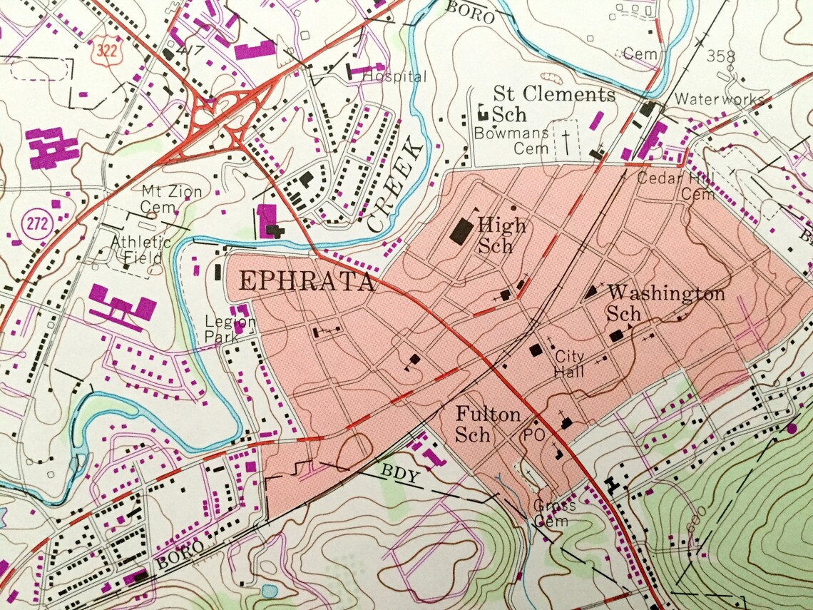 Antique Ephrata Pennsylvania 1956 US Geological Survey Etsy