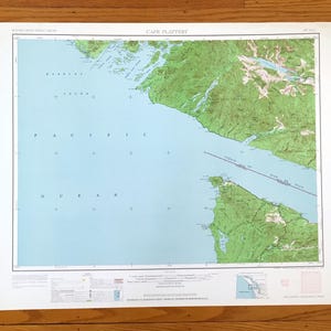 Mapa topográfico antiguo de Cape Flattery, Washington, 1953, del Servicio Geológico de Estados Unidos: Neah Bay, Sekiu, Pysht, Sappho, Old Royal, Columbia Británica, Washington