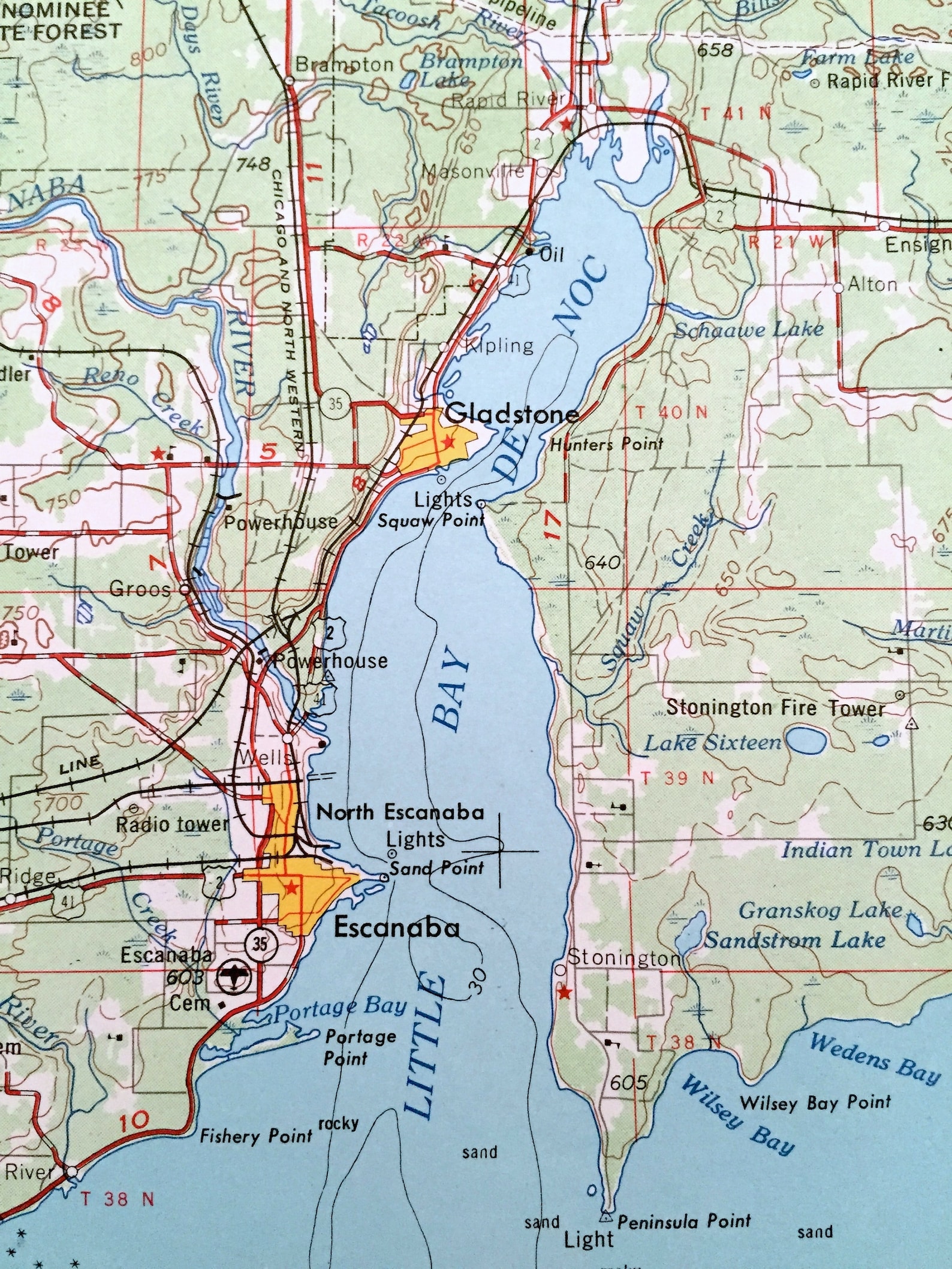 Antique Escanaba Michigan 1954 US Geological Survey Etsy