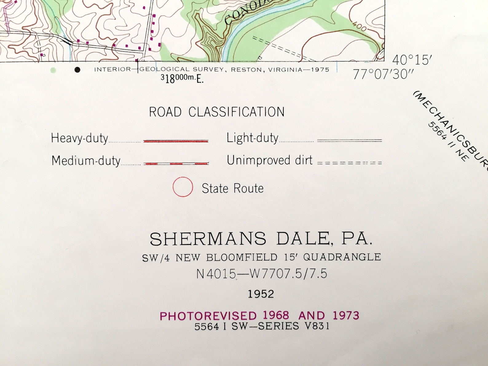 Antique Shermans Dale, Pennsylvania 1952 US Geological Survey ...