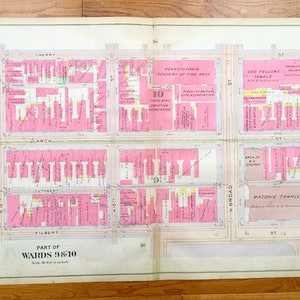 Antique Philadelphia, Pensilvania 1908 Elvino V Smith Atlas Map – Center City, North Broad Street, City Hall, PAFA, Logan Square, PA PHL