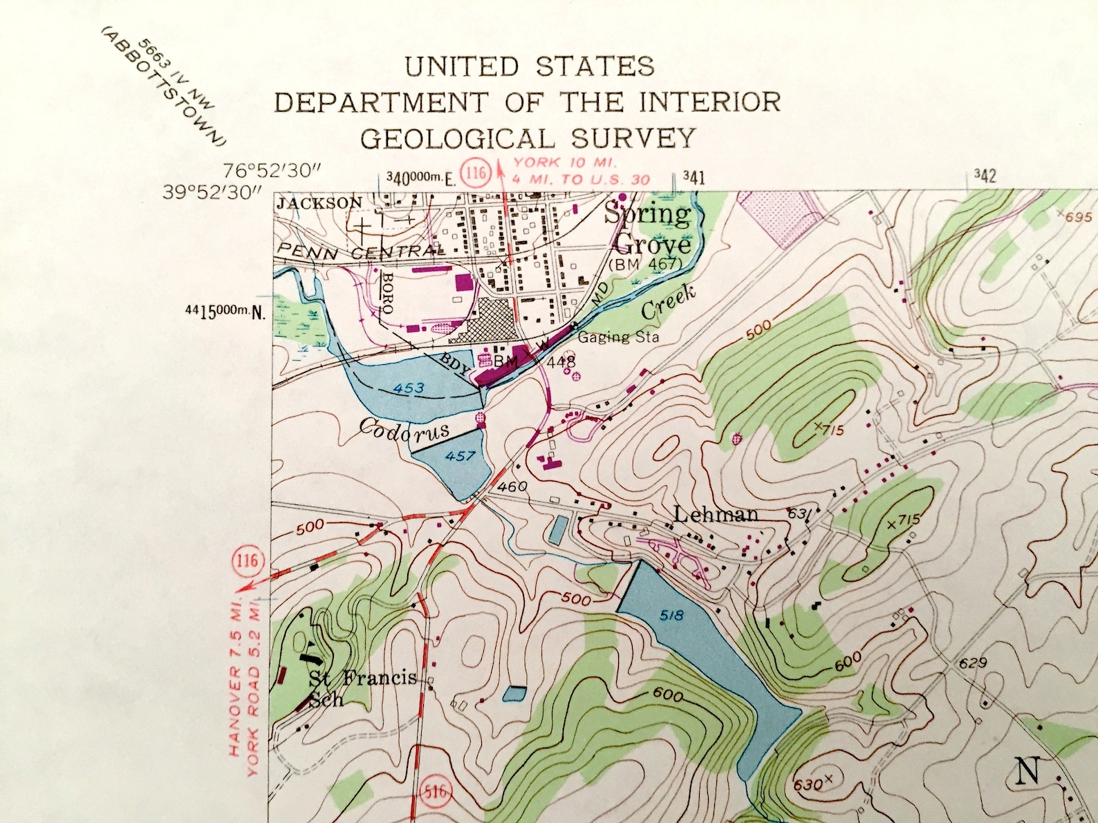 Antique Seven Valleys Pennsylvania 1953 US Geological Survey Etsy