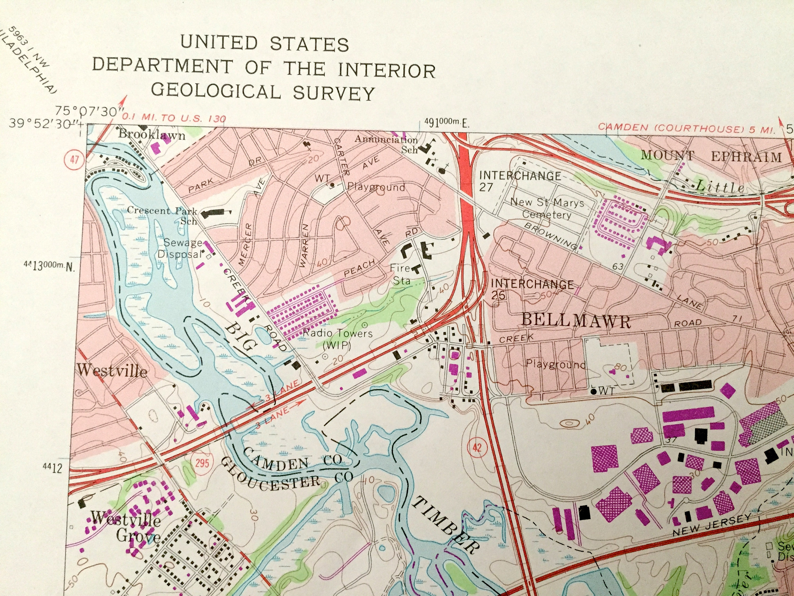 Antique Runnemede New Jersey 1967 US Geological Survey Etsy UK