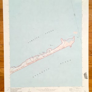 Antik Grüne Insel, North Carolina 1950 US 1950- 1950- Us-Amerikanisches Erdkunde-Landkarte - Dare, Hyde County, Ocracoke Island, Outer Banks, OBX NC