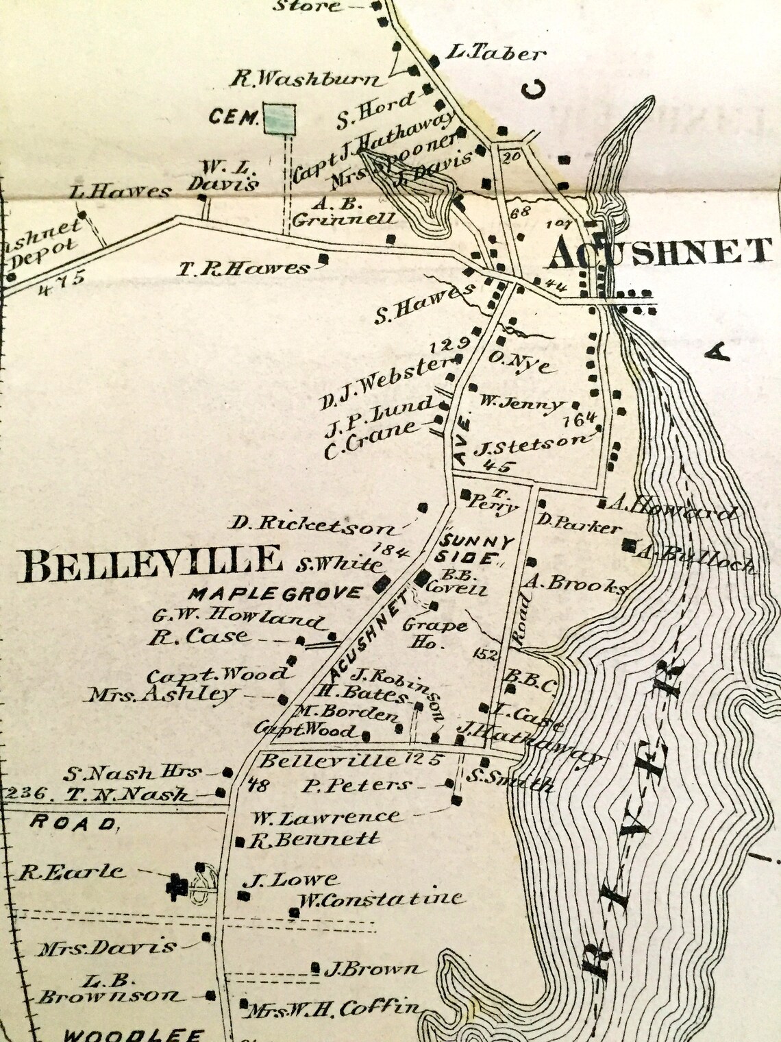Antique 1871 New Bedford Massachusetts Map from F.W. Beers Etsy