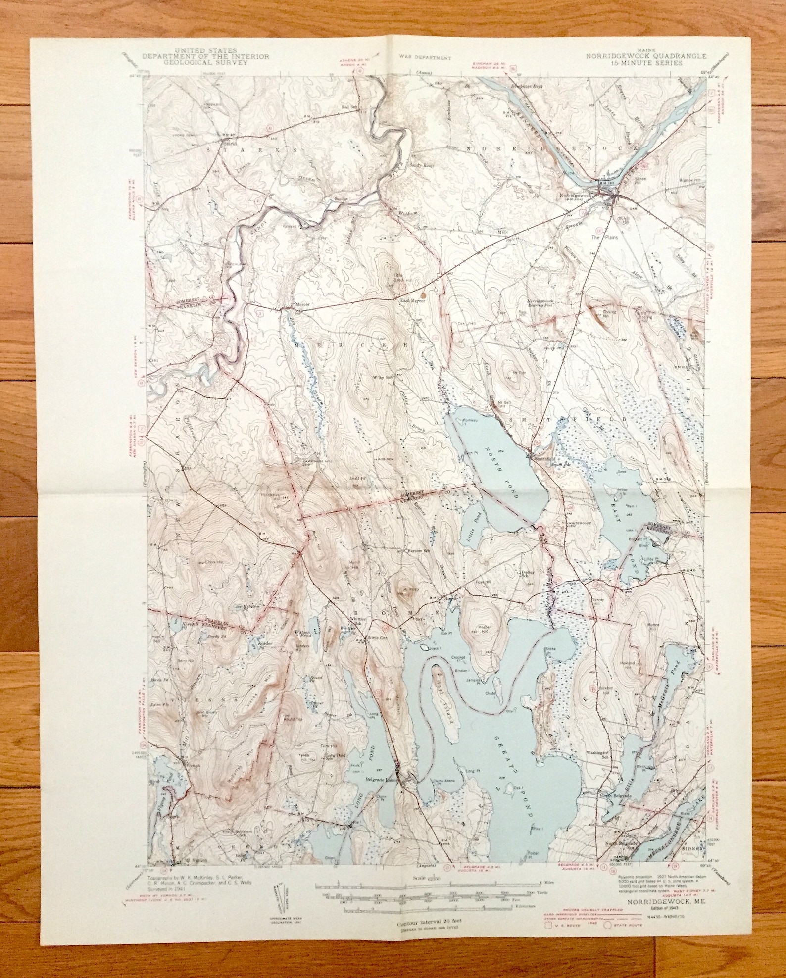 Antique Norridgewock Maine 1943 US Geological Survey Etsy