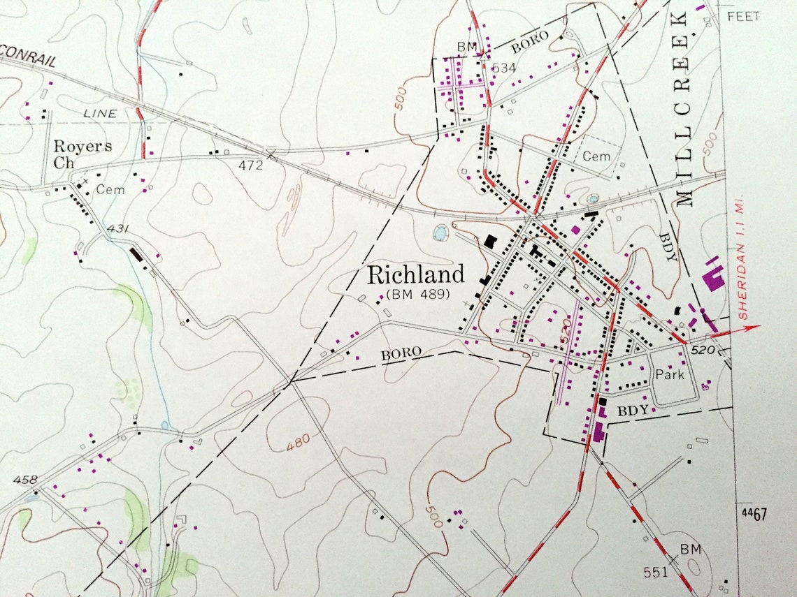Antique Richland Pennsylvania 1955 US Geological Survey Etsy