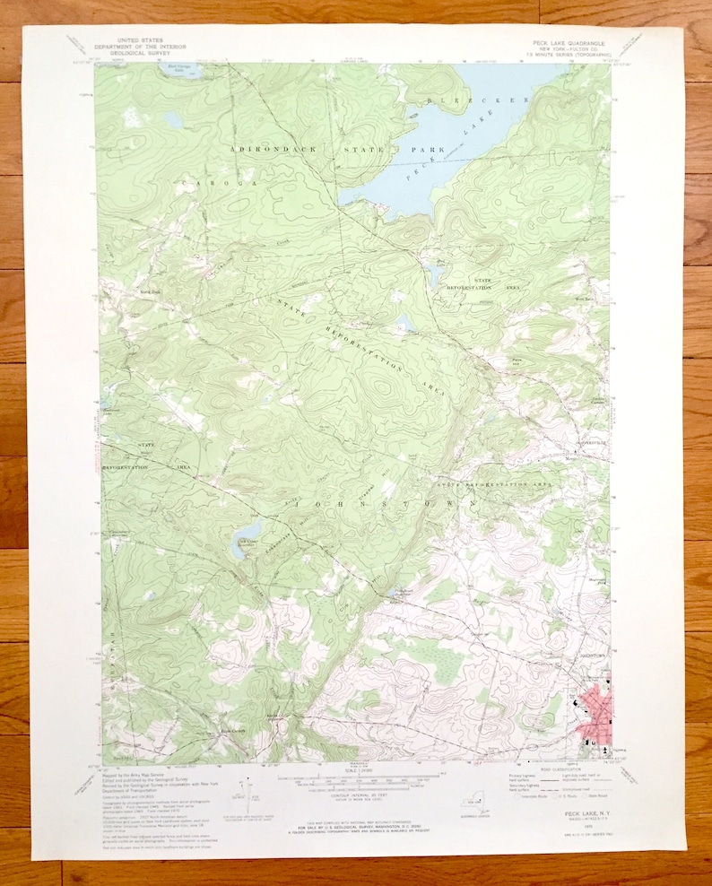 Antique Peck Lake New York 1970 US Geological Survey Etsy