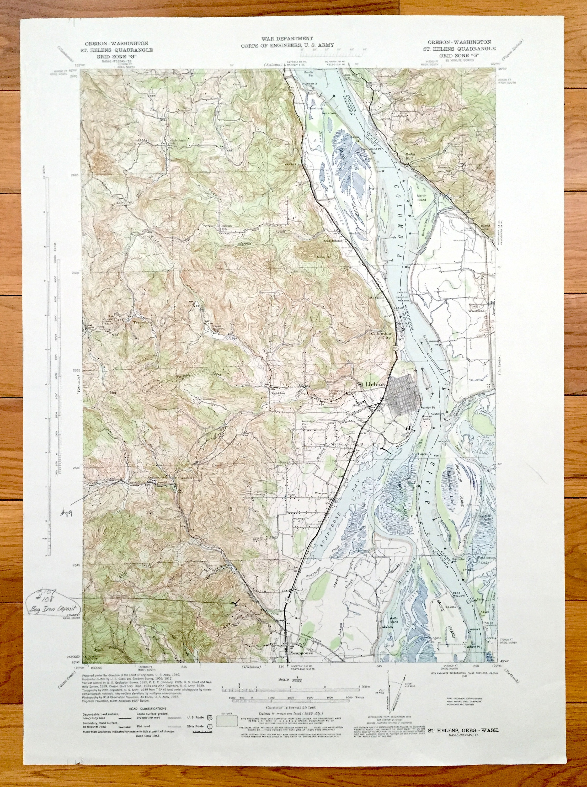 Antique St Helens Oregon 1943 US Army Geological Survey Etsy