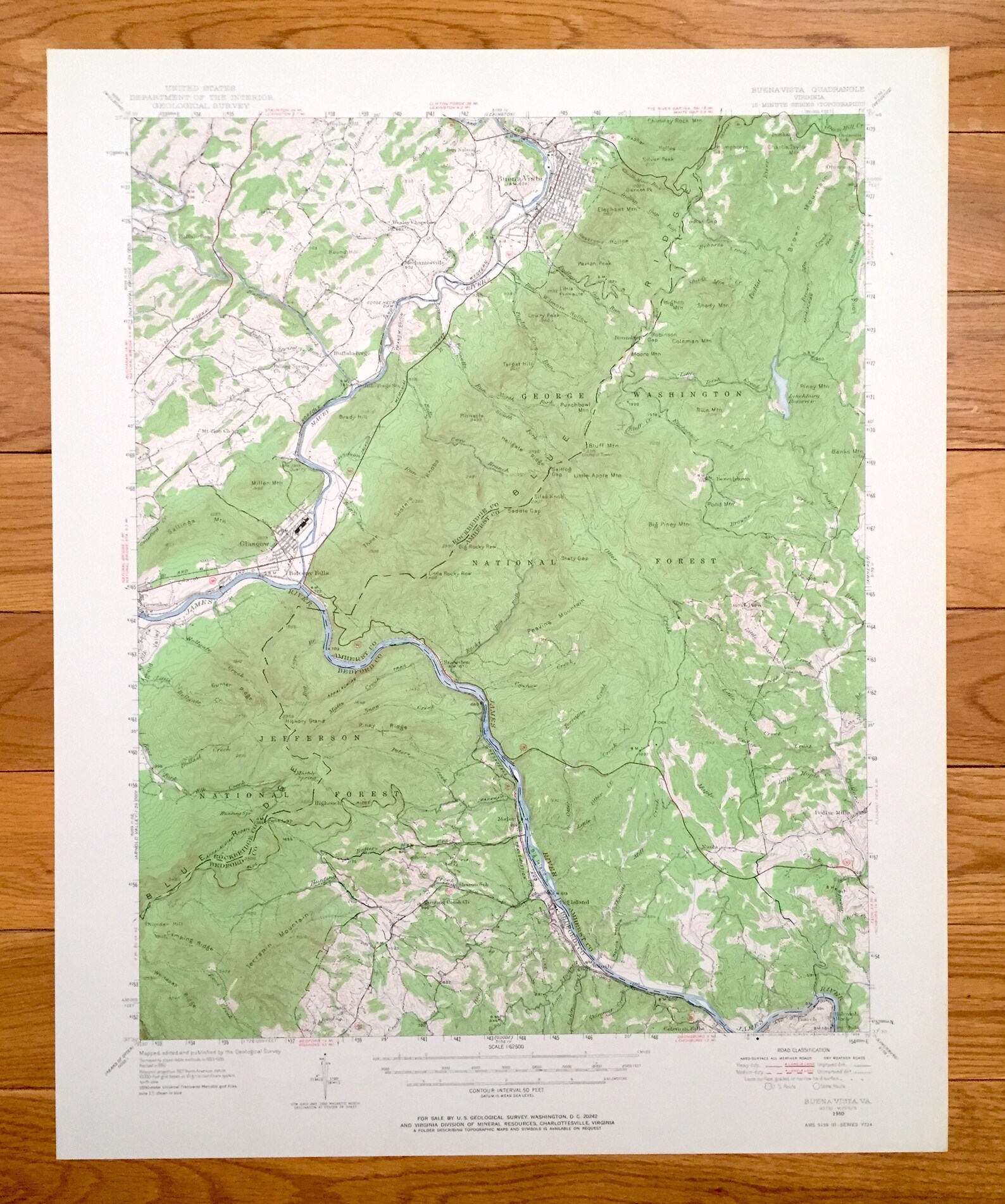 Antique Buena Vista Virginia 1950 US Geological Survey Etsy UK