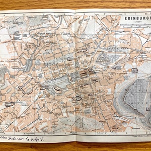 Antik 1906 Edinburgh, Schottland Karte von Baedekers Atlas of Great Britain – Kings Park, Arthur es Seat, The Meadows, Haymarket Station, UK