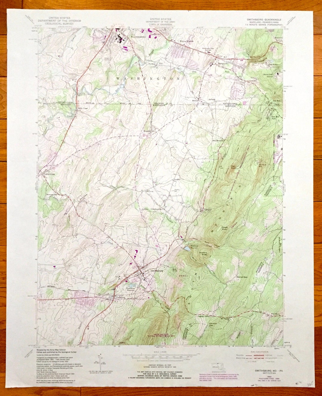 Antique Smithsburg, Maryland & Washington, Pennsylvania 1953 US