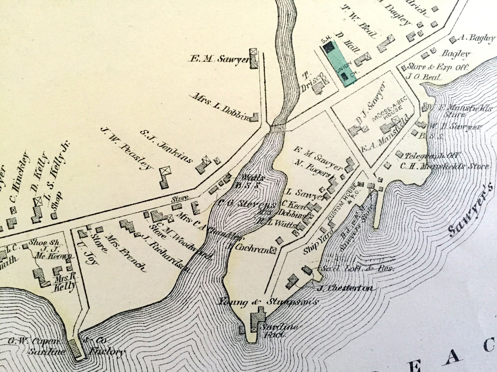 Antique 1881 Jonesport and Jonesboro Maine Map by N. Etsy