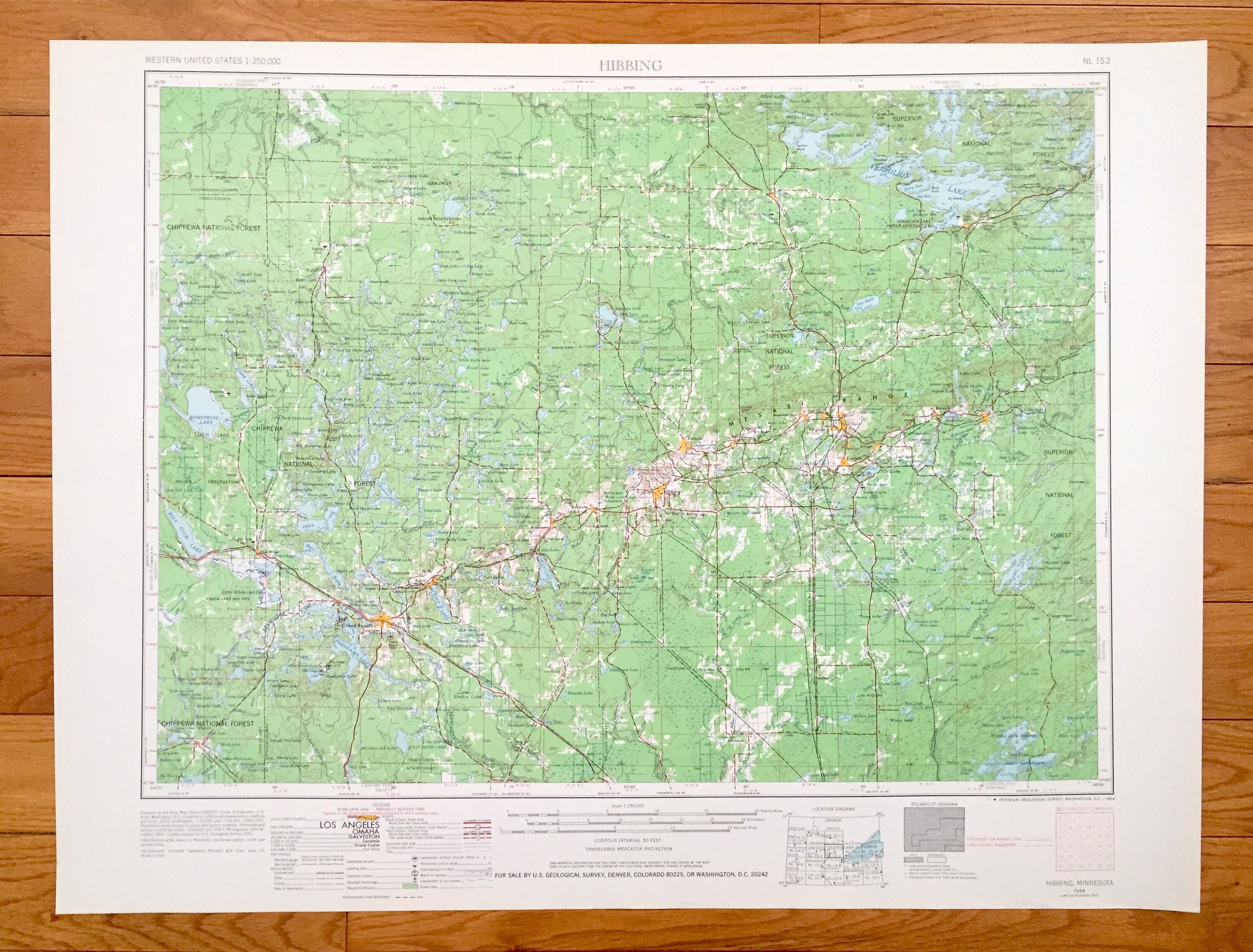 Antique Hibbing Minnesota 1954 US Geological Survey Etsy