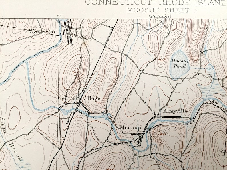 Antique Moosup Connecticut 1893 US Geological Survey Etsy