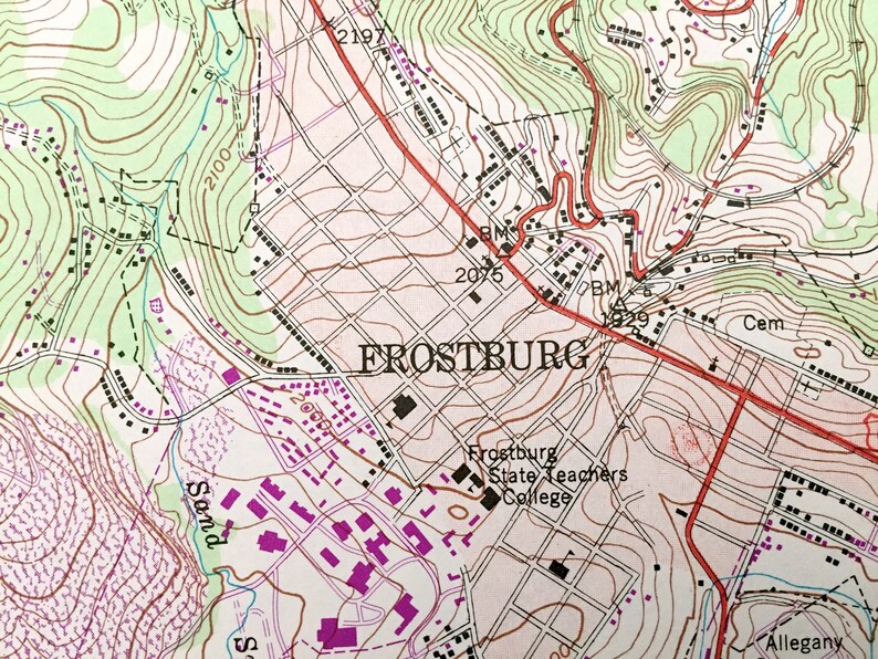 Antique Frostburg, Maryland 1949 US Geological Survey Topographic Map ...