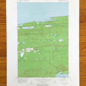 Antike 1948 Delaware, Artenschutz-Karte - Keweenaw County, Grant, Eagle Hafen, Mandan, Lac La Belle, MI