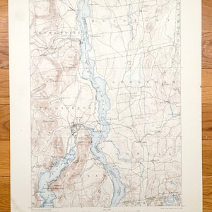 Antikes Ticonderoga, New York 1896 US Geologische Übersicht Topographische Karte - Lake Champlain, George, Crown Point, Putnam, Orwell, Vermont NY VT