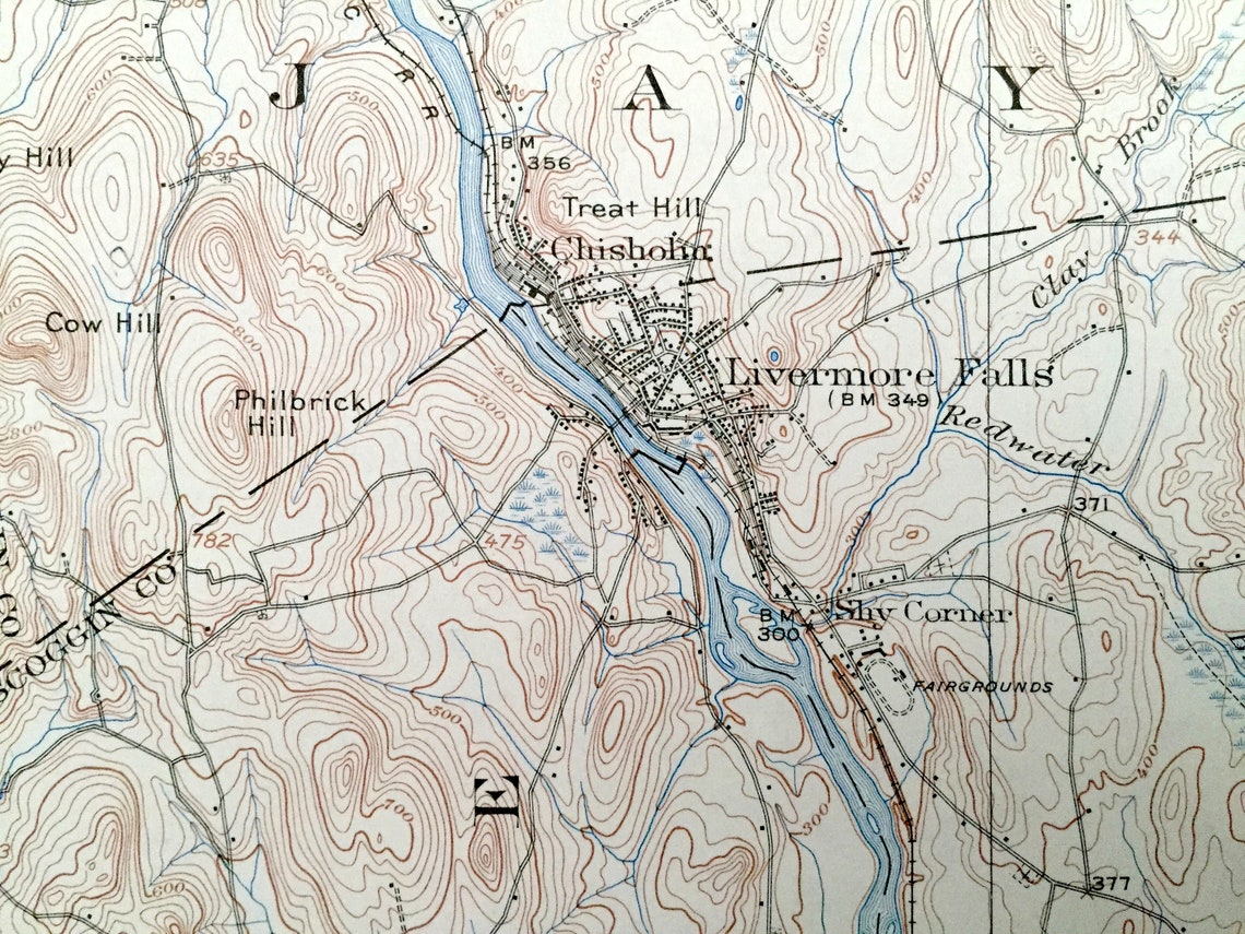 Antique Livermore Falls Maine 1910 US Geological Survey Etsy