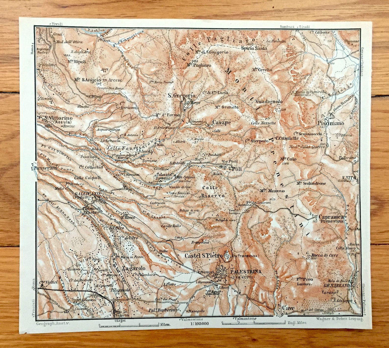 Antique 1913 Palestrina Italy Map From Baedekers Guide Atlas Etsy