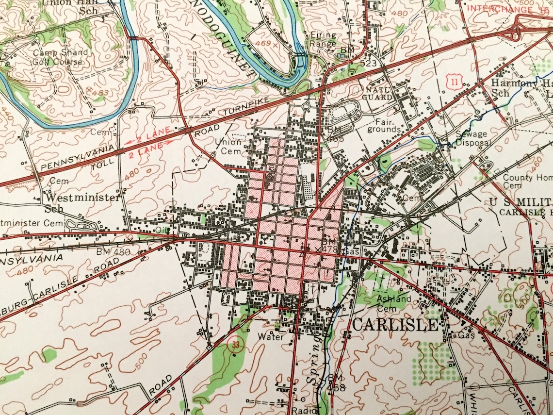 Antique Carlisle Pennsylvania 1952 US Geological Survey - Etsy