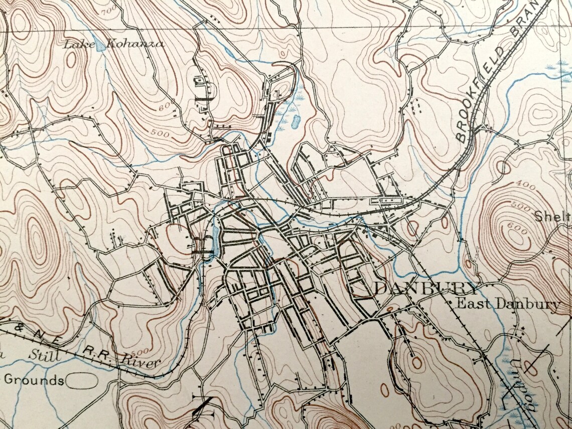 Antique Danbury Connecticut 1893 US Geological Survey Etsy