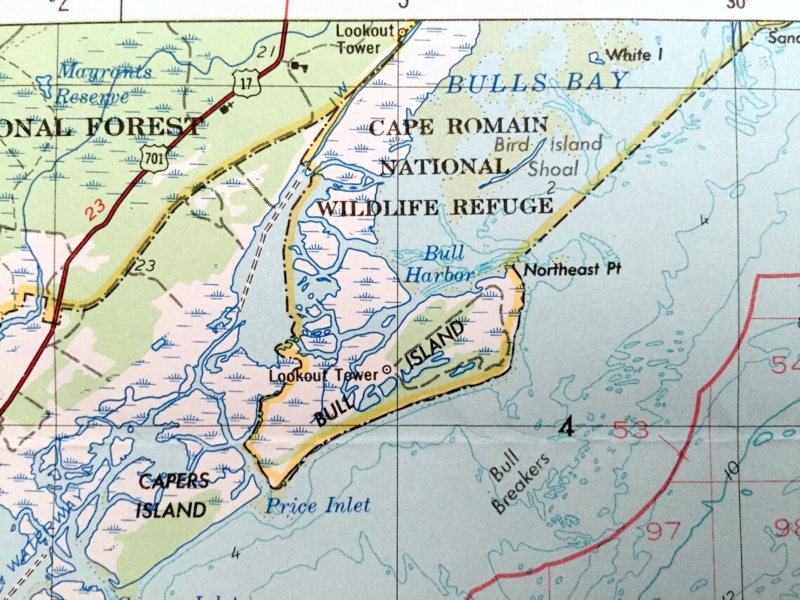 Antique James Island South Carolina 1969 US Geological Survey Etsy UK