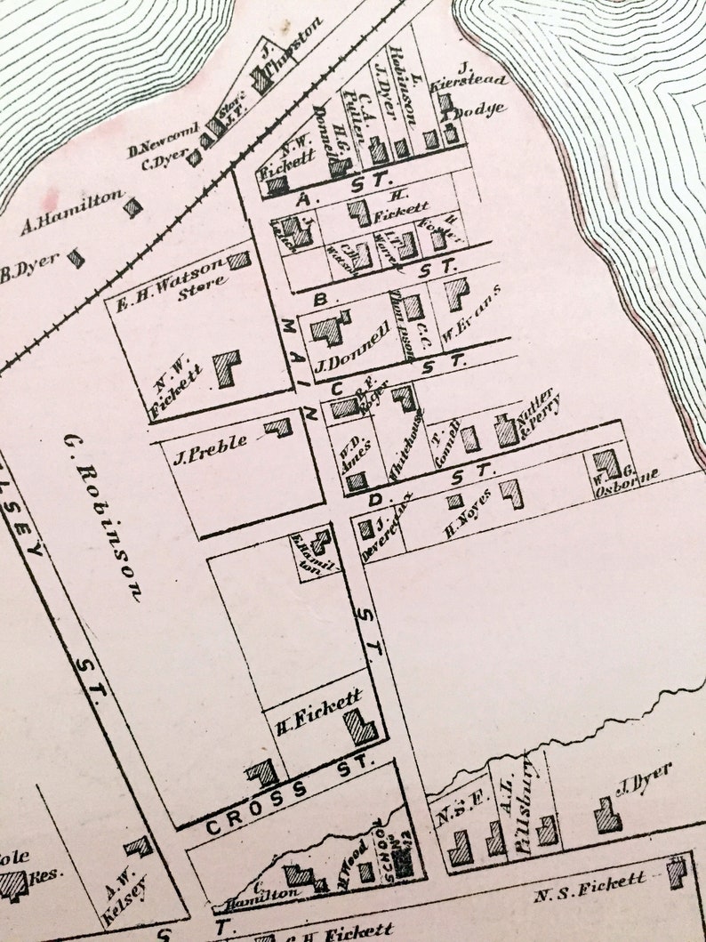 Maine Map from F.W Antique 1871 Cape Elizabeth Fore ME Turner/'s Island Beers Atlas of Cumberland County \u2013 Portland Ligonia Browns Hill