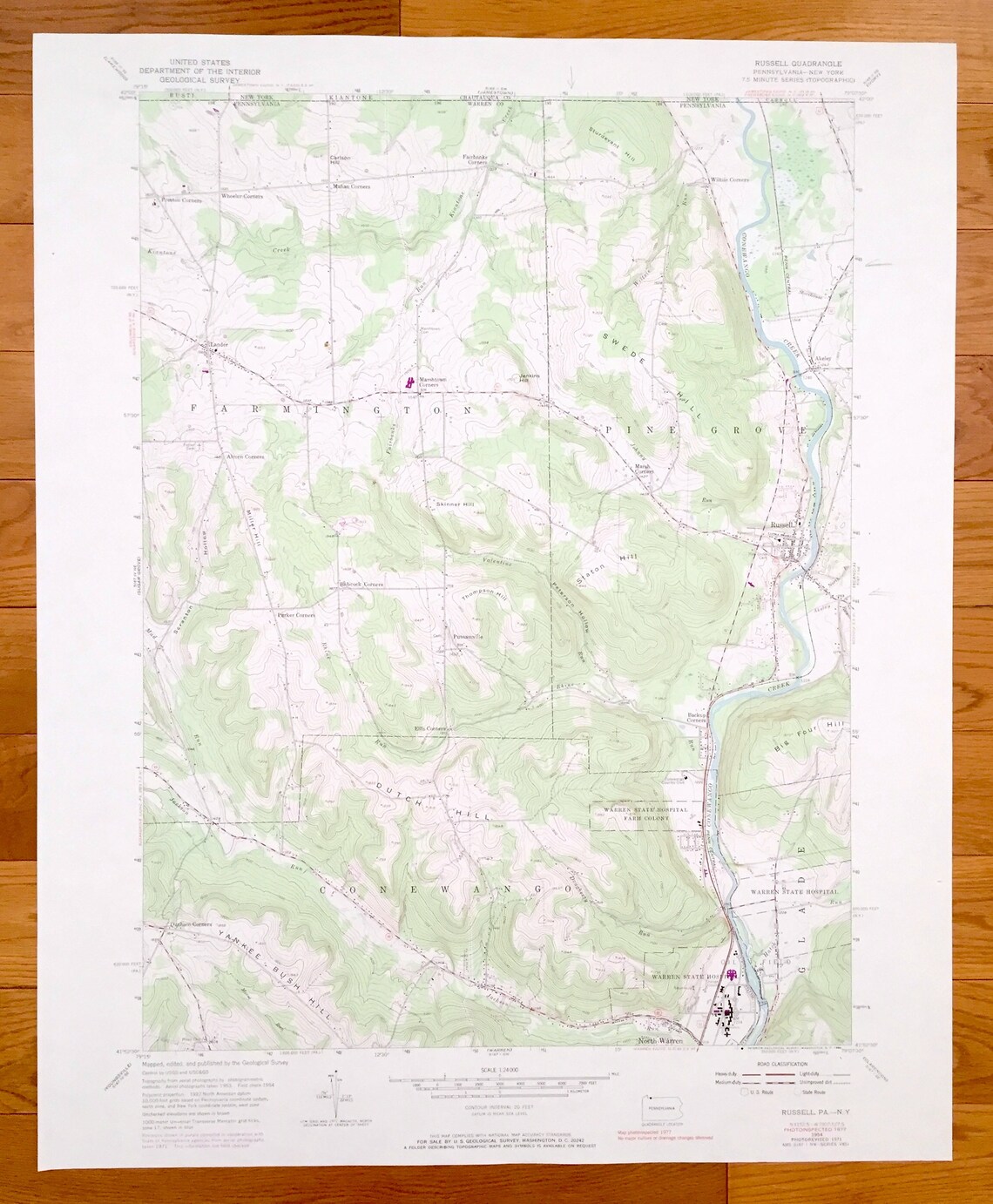 Antique Russell Pennsylvania New York 1954 US Geological Etsy